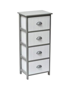 9850208 - meuble paulownia 4 tiroirs avec poignees metal - bicolore blanc/gris
