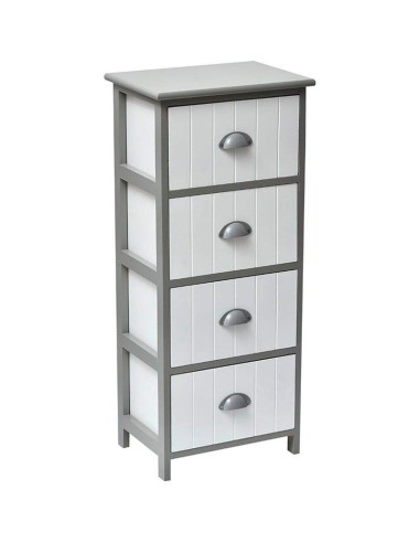 9850208 - meuble paulownia 4 tiroirs avec poignees metal - bicolore blanc/gris