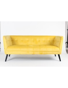 448635-canape 3pl linda velours jaune 72x180xh75,5cm