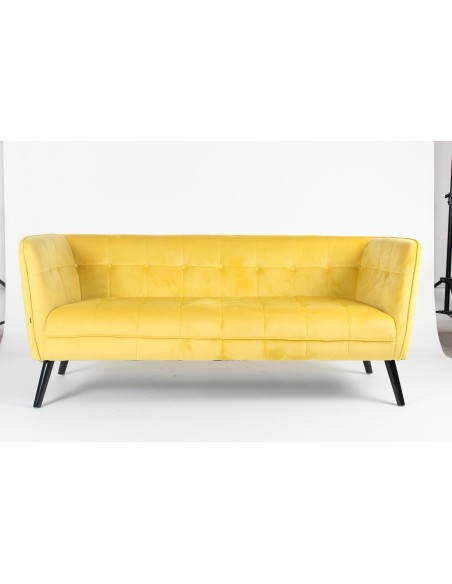448635-canape 3pl linda velours jaune 72x180xh75,5cm