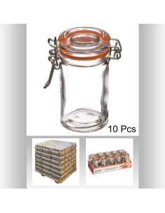 146691-bocal verre+orange 10x0,1l box D. 7,2 x H. 8,5 cm