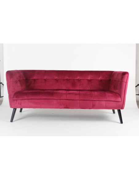 448314-canape 3pl linda velours bordeaux 72x180xh75,5cm
