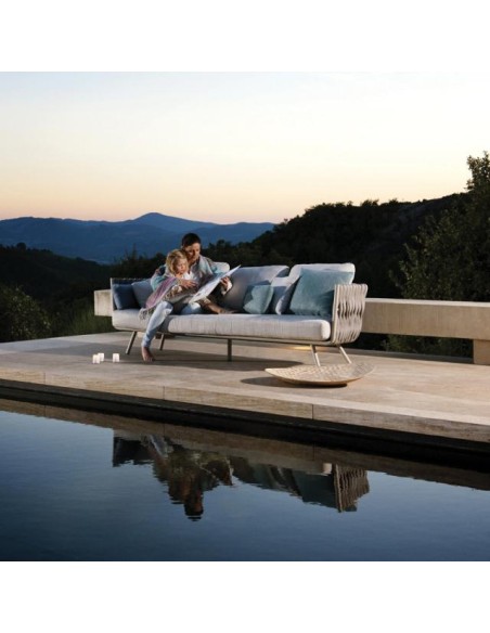 450591-palma canapé 3 plcs en résine tressée grise avec coussins blanc 233x85xh7