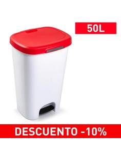 1214407-poubelle avec pedale 50l rouge