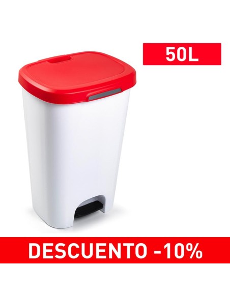 1214407-poubelle avec pedale 50l rouge