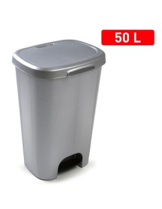 1214512 - poubelle avec pedale color 50l argent
