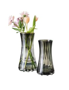 704120-rica vase en verre gris d11 cm x h28 cm