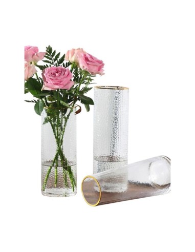 704335-rouka vase en verre avce bordure doré d10 cm x h25 cm