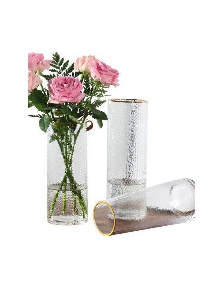 704335-rouka vase en verre avce bordure doré d10 cm x h25 cm