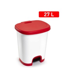 1203907-poubelle a pedale 27 l rouge