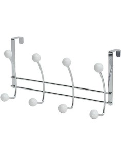 9620100 - patere metal 8 crochets ceramique - chrome/blanc