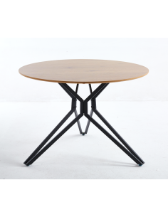 table tess industrial pieds noir/ plateau bois ref 08