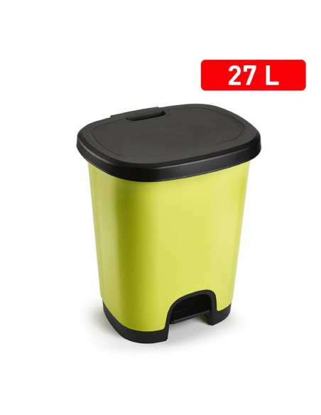 1206239 - poubelle avec pedale black 27 l vert-jaune