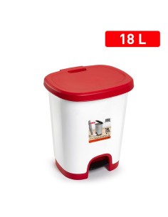 1225407-poubelle a pedale 18 l rouge