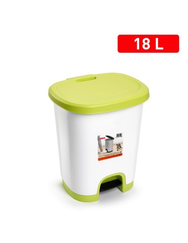 1225439-poubelle a pedale 18 l vert-jaune