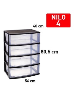 1223102 - bloc de rangement nilo 4 tiroirs noir
