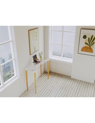 console aria - plateau transp + pieds bois -100x40x80cm
