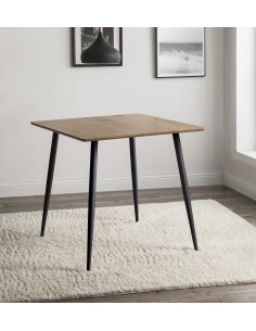 table carree lewis -80 cm -placage noyer & pieds metal noirs /80x80x75cm