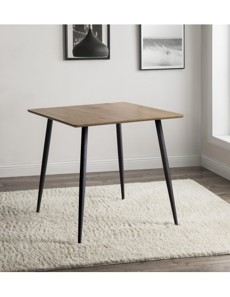table carree lewis -80 cm -placage noyer & pieds metal noirs /80x80x75cm
