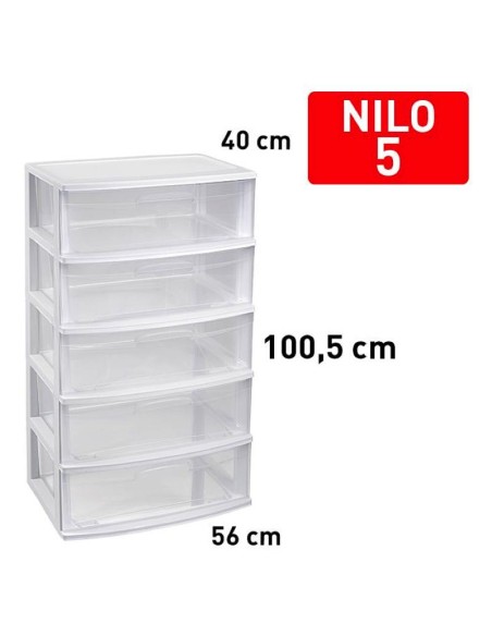1223401 - bloc de rangement nilo 5 tiroirs blanc