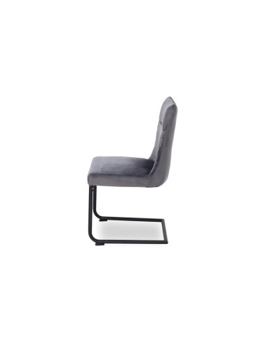 448512-ricky chaise en velours gris foncé pieds noir mat