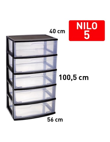 1223402 - bloc de rangement nilo 5 tiroirs noir