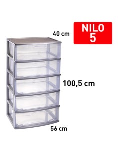 1223412 - bloc de rangement nilo 5 tiroirs argent