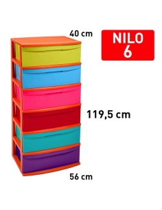 1223503-bloc de rangement nilo 6 tiroirs multicolore