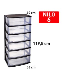 1223502 - bloc de rangement nilo 6 tiroirs noir