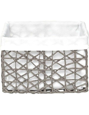 841918001 - panier tgm papier 21x18x14 cm -gris / tissu creme