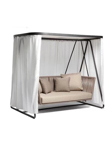 451147- + 453769 fauteuil balancelle en résine avec structure 220x100xh200cm