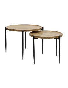 lot de 2 table basse ronde ebonny 52x52 h40cm oak