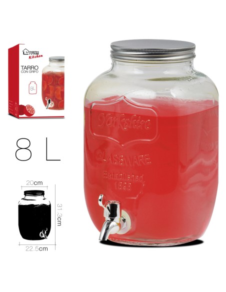 82087-pot en verre a/robinet 8l 20 x 22.5 x 31.3 cm