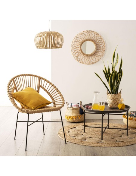 156906 - fauteuil metal rotin naturel