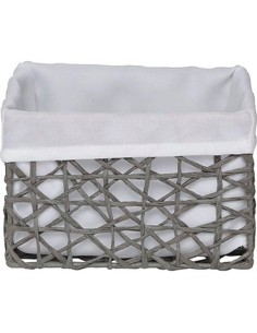 841918002 - panier gm papier 19x15x12 cm -gris / tissu creme