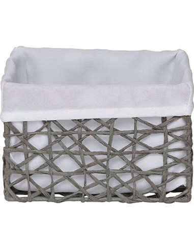 841918002 - panier gm papier 19x15x12 cm -gris / tissu creme
