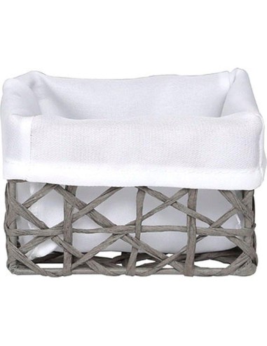 841918004 - panier pm papier 12,5x8x8 cm -gris / tissu creme