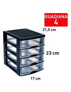 1126802-bloc de rangement guadiana 4 tiroirs noir