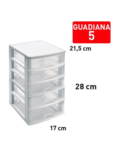 1126701-bloc de rangement guadiana 5 tiroirs blanc