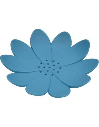 6455110 - porte savon tpr forme nenuphar - bleu turquoise