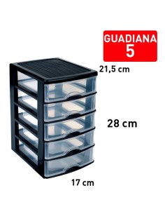 1126702-bloc de rangement guadiana 5 tiroirs noir
