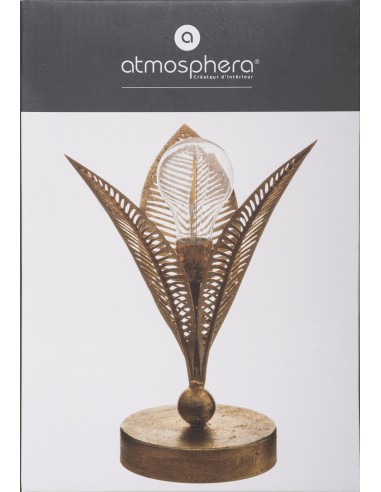lampe led metal feuille dore h.25