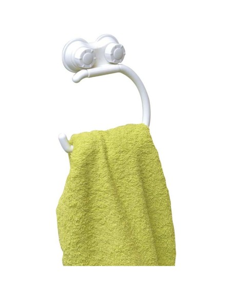 9713100 - porte serviettes pp forme arrondie sur ventouses - blanc