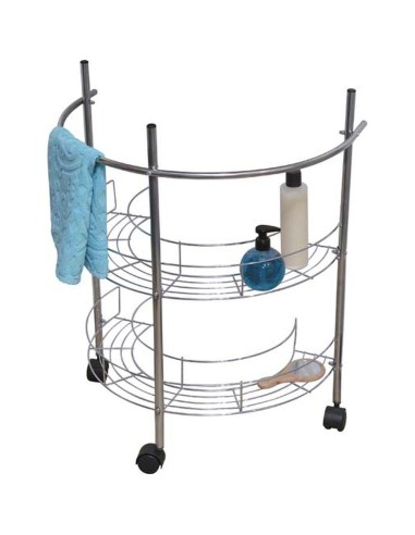 9847102-dessous lavabo fil metal 2 etageres roulettes - chrome