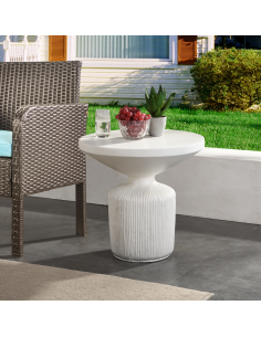 table basse ronde vazo blanc  54x51cm