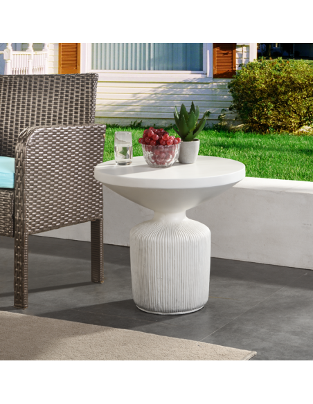 table basse ronde vazo blanc  54x51cm