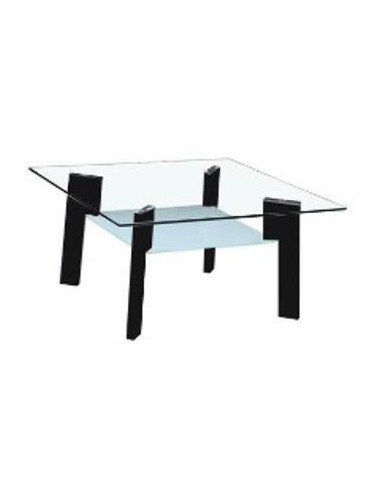 411226 table basse verre/bois w80xd60xh44cm noir