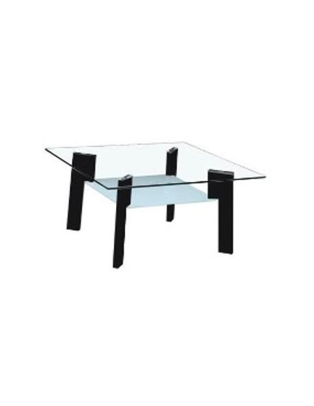 411226 table basse verre/bois w80xd60xh44cm noir