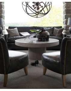 table basse ronde estue 80x45cm blanc ivoire