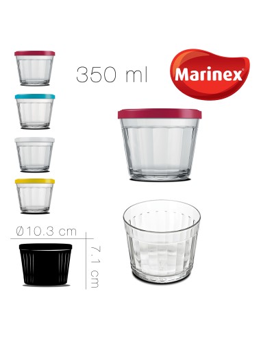 86968 - boite hermetique verre couvercle couleur 350 ml d10.3 x 7.1 cm
